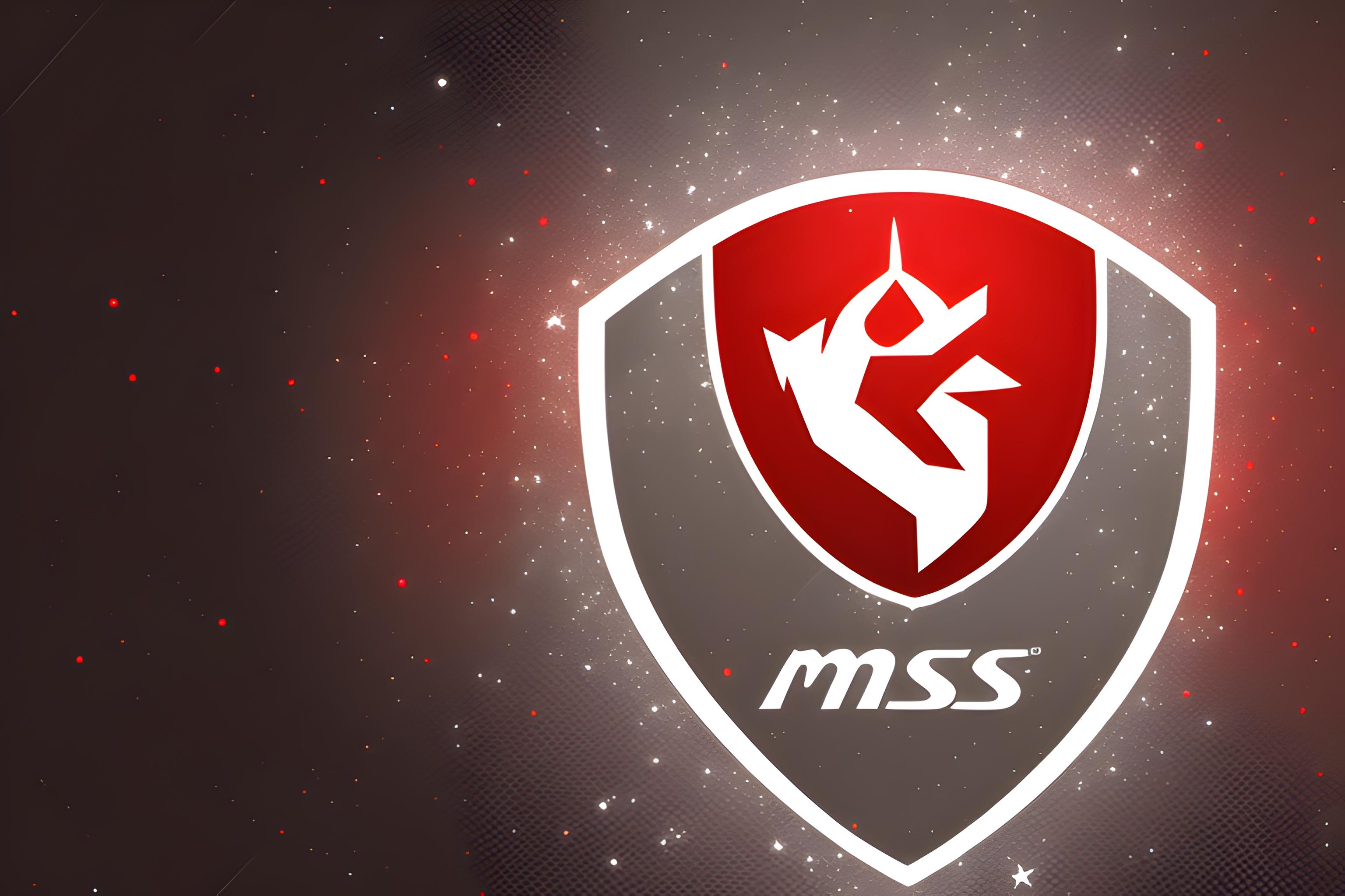 A Dark Wallpaper But Have A Tiny Sparkle Red Stars And Write a ALEN BUT RED AND STROKE IS WHITE AND I NEAR TO MSI LOGO
